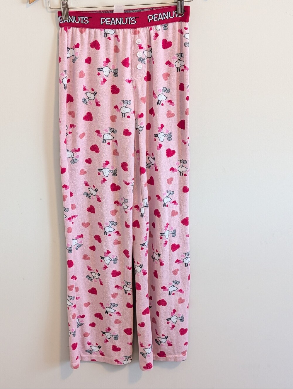 Peanuts Snoopy Pink Pajama Pants with Hearts - Size Small
